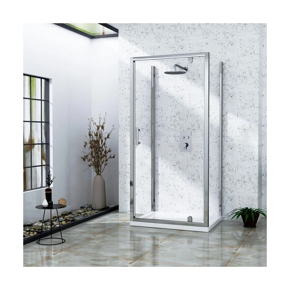 Side Panel,1850mm Height, 6mm Toughened Safety Glass Screen Chrome Easy Clean Enclosure