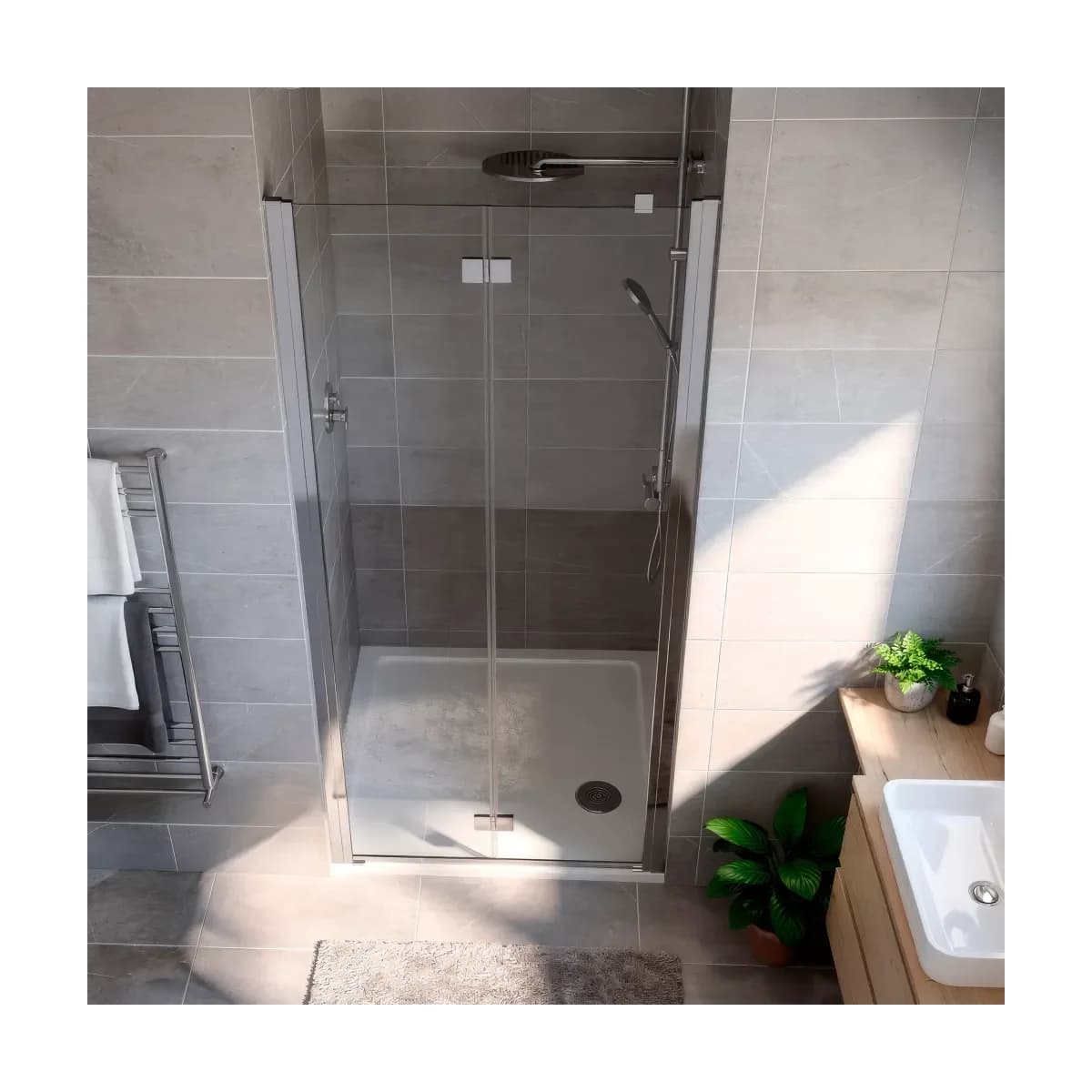 800mm 6mm Bi-Fold Door,1850mm Height, 6mm Toughened Safety Glass Screen Chrome Easy Clean Enclosure