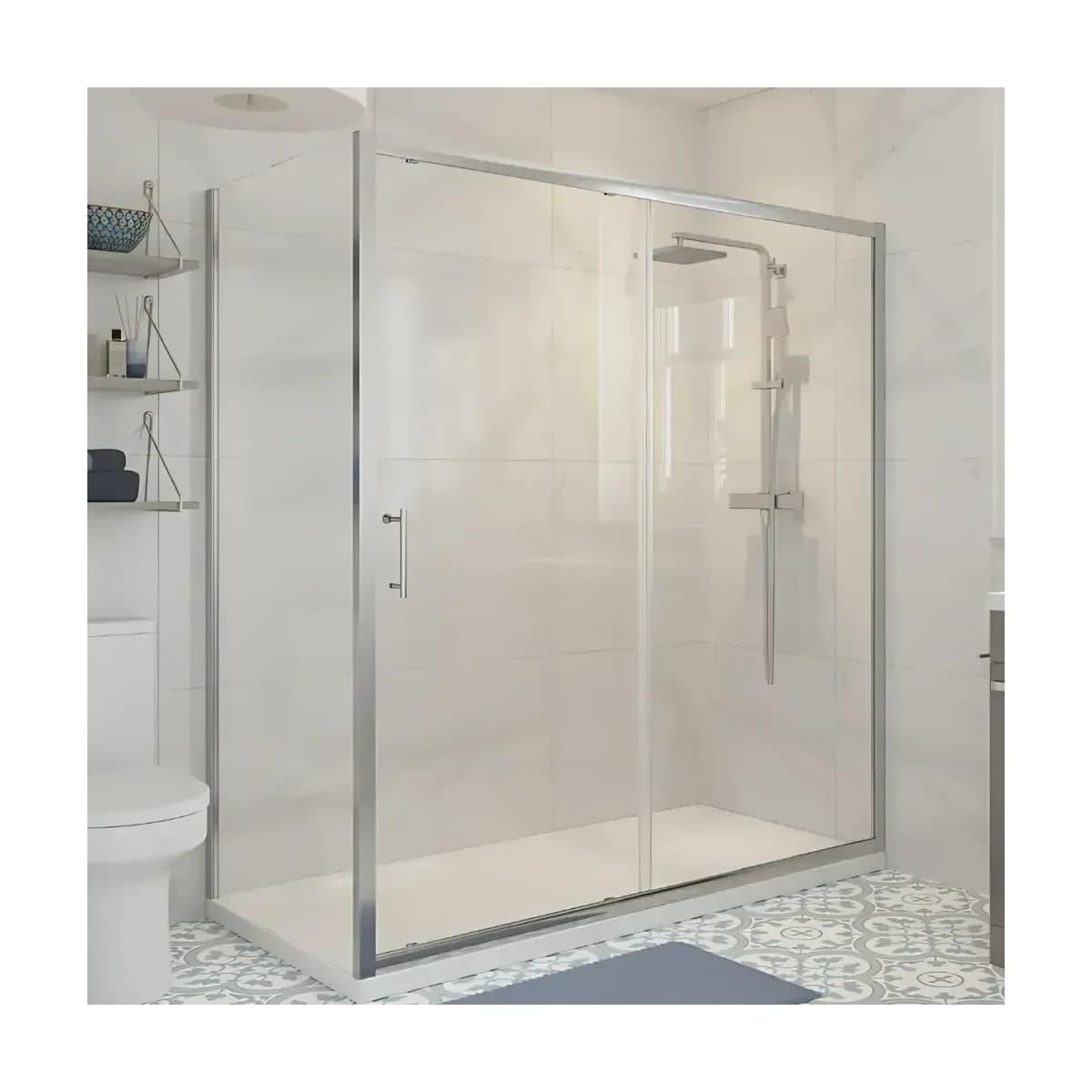 1500mm 6mm Sliding Door. 850mm Height, 6mm Toughened Safety Glass Screen Chrome Easy Clean Enclosure