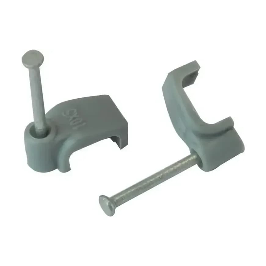 UNIFIX Flat Twin & Earth Cable Clips, 2.5mm, Grey (100 Pack)