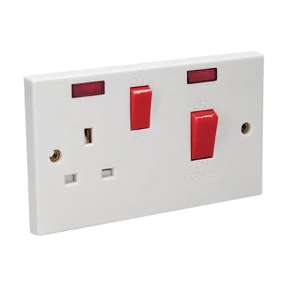 45A Cooker Switch Skt DP Neon
