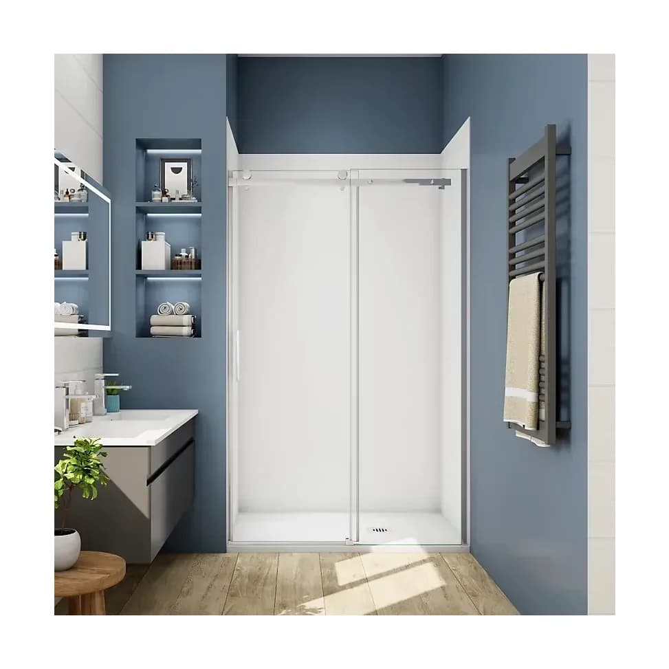 6mm Sliding Door. 850mm Height, 6mm Toughened Safety Glass Screen Chrome Easy Clean Enclosure