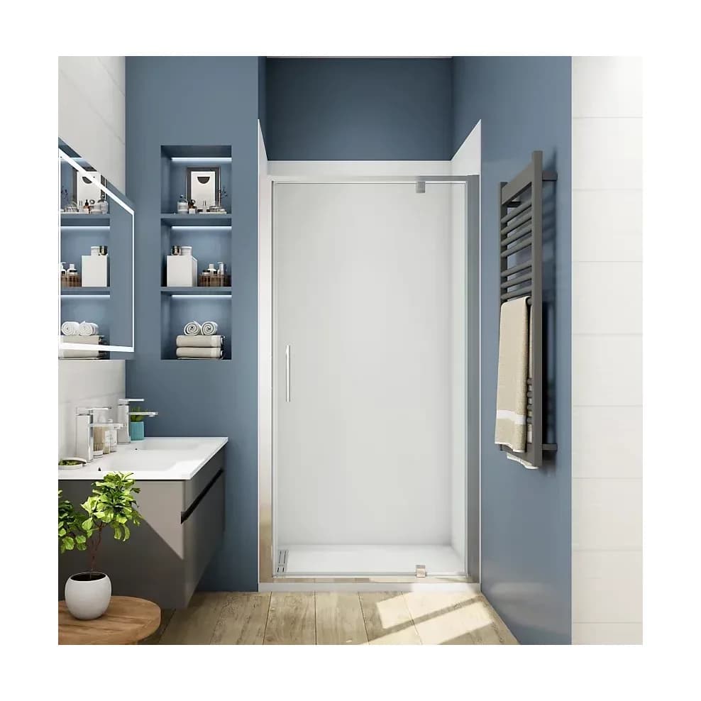 800mm 6mm Pivot Door 850mm Height, 6mm Toughened Safety Glass Screen Chrome Easy Clean Enclosure
