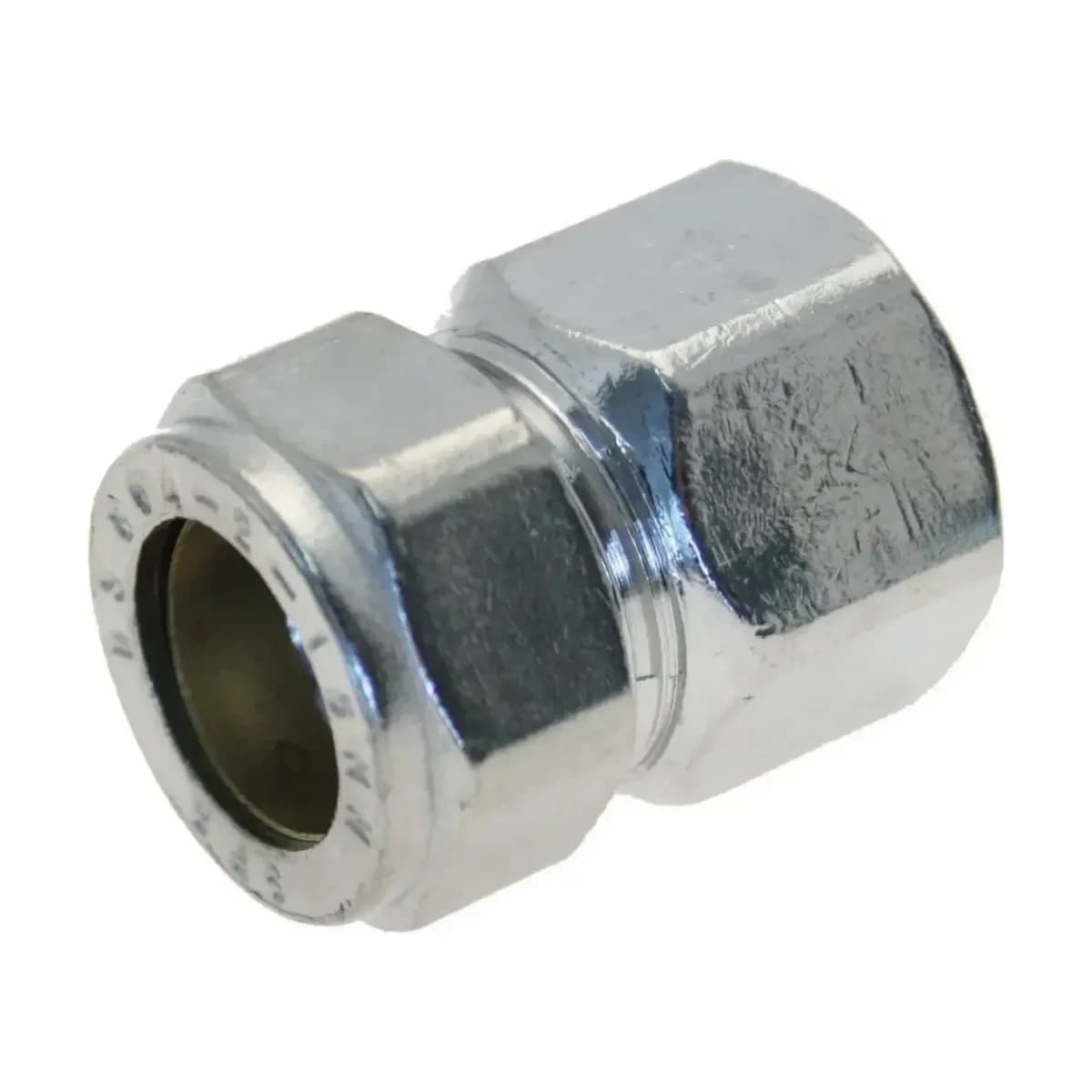 Female Iron Compression Coupler - Chrome
