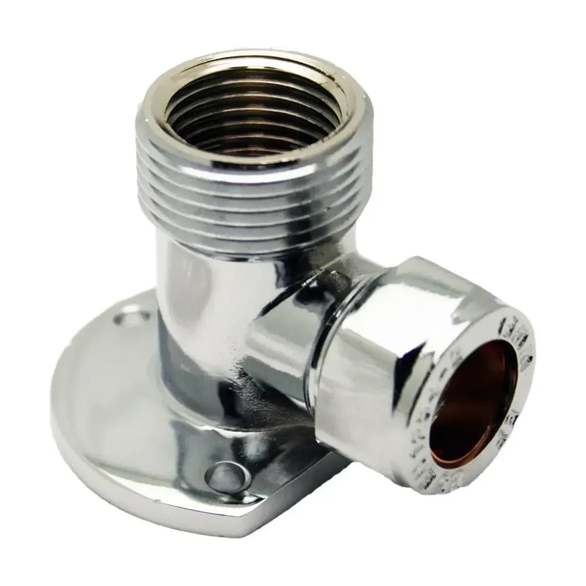 15mm x 3/4" x 1/2" Wallplate Elbow - Chrome