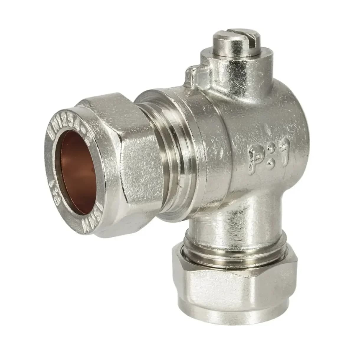 15mm Isolating Valve Angled C x C - Chrome