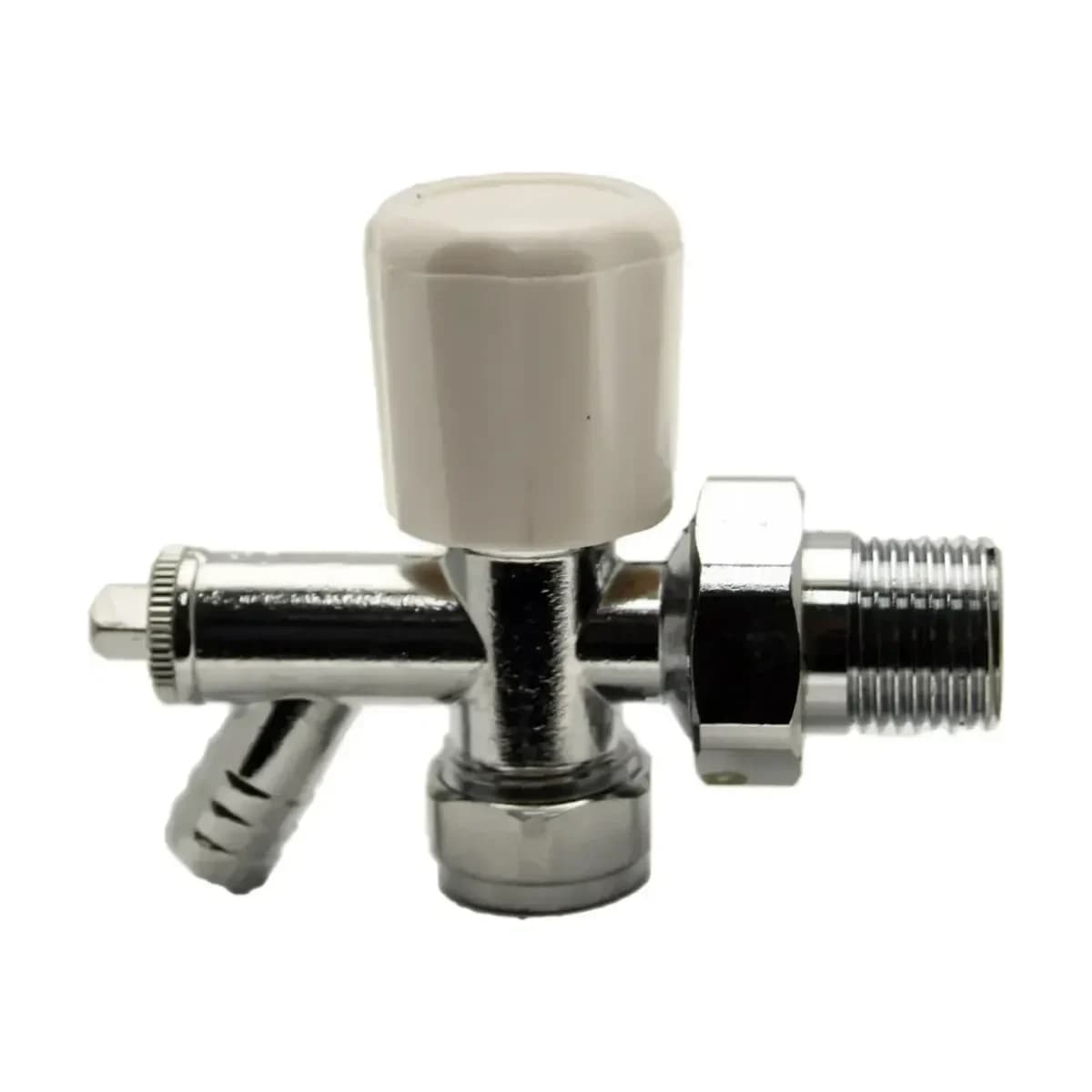 15mm Chrome Radiator Angled Valve with Drain
