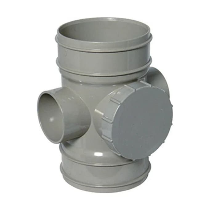 FloPlast 110mm Solvent Soil Access Pipe Double Socket (SS275) - Olive Grey