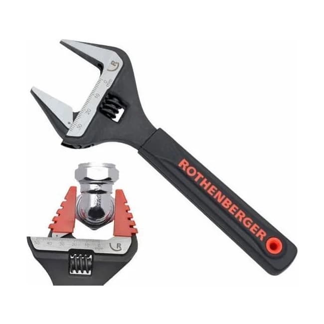 Rothenberger Adjustable Wrench Wide Jaw with Jaw Protectors 10" - 70461