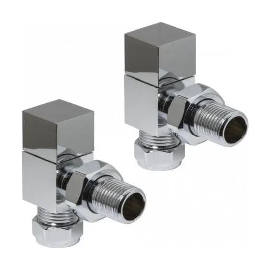 Towel Rail - Chrome Square Designer Angled Radiator Valves