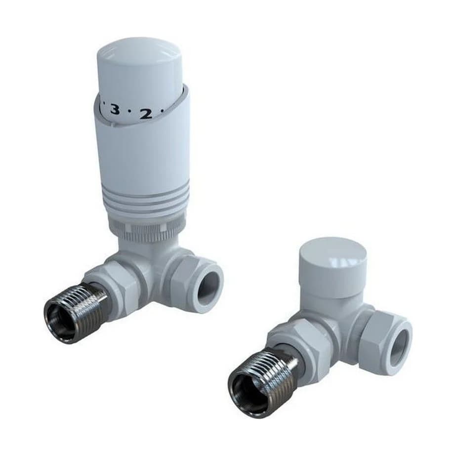 White Gloss Corner Twin Thermostatic Valve Design