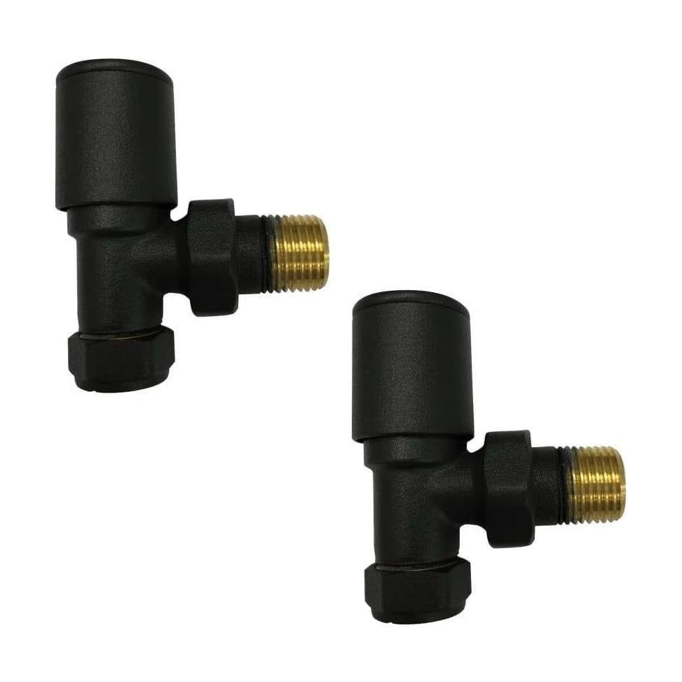 Towel Rail Black Angled Twin Valve Design