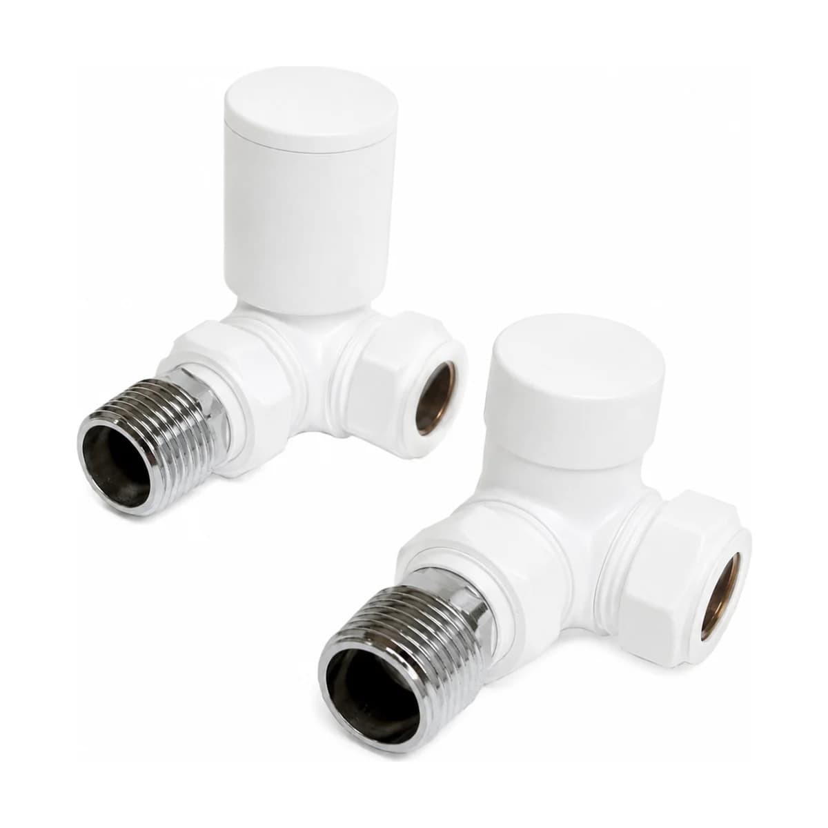 Towel Rail - White Gloss Corner Twin Valve Design
