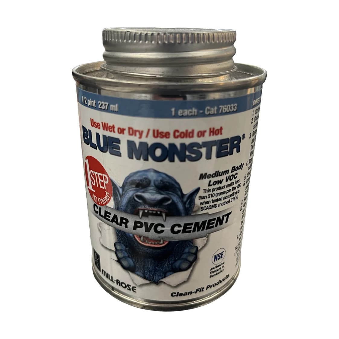 Blue Monster 76033 Clear PVC Cement 237ml (8 fl oz)