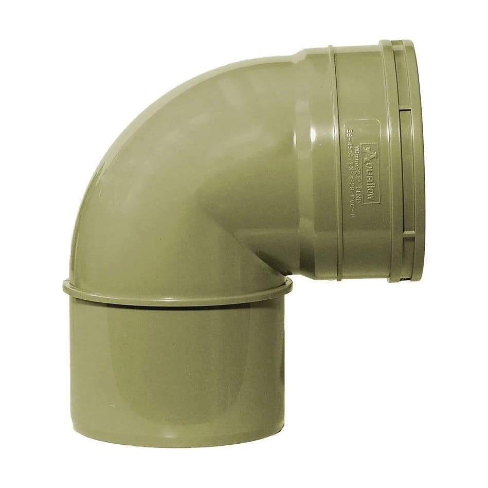 Aquaflow 110mm Solvent Soil Knuckle Bend 90 Single Socket/Spigot Olive Grey
