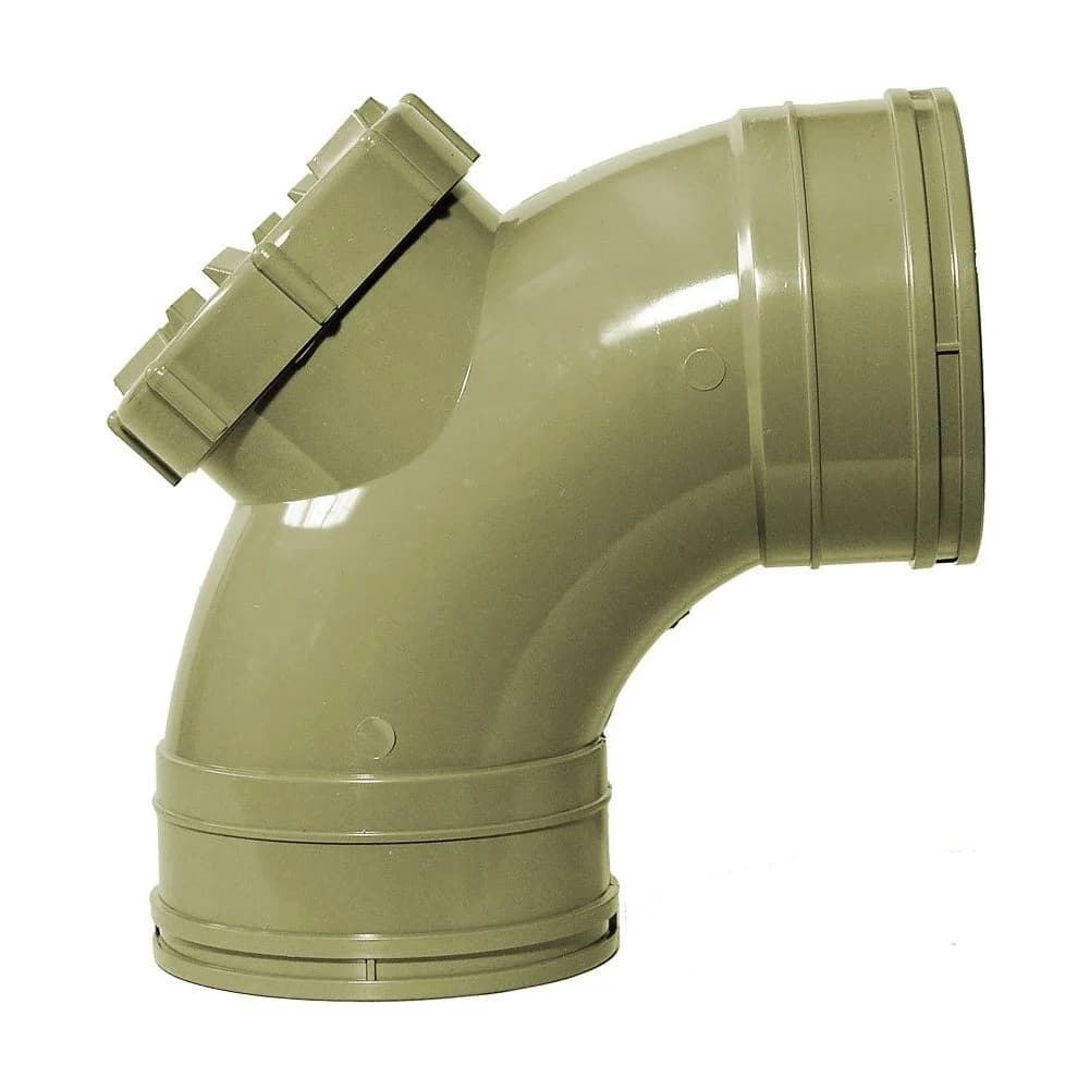 Aquaflow 110mm Solvent Soil Access Door Bend 92 Double Socket Olive Grey