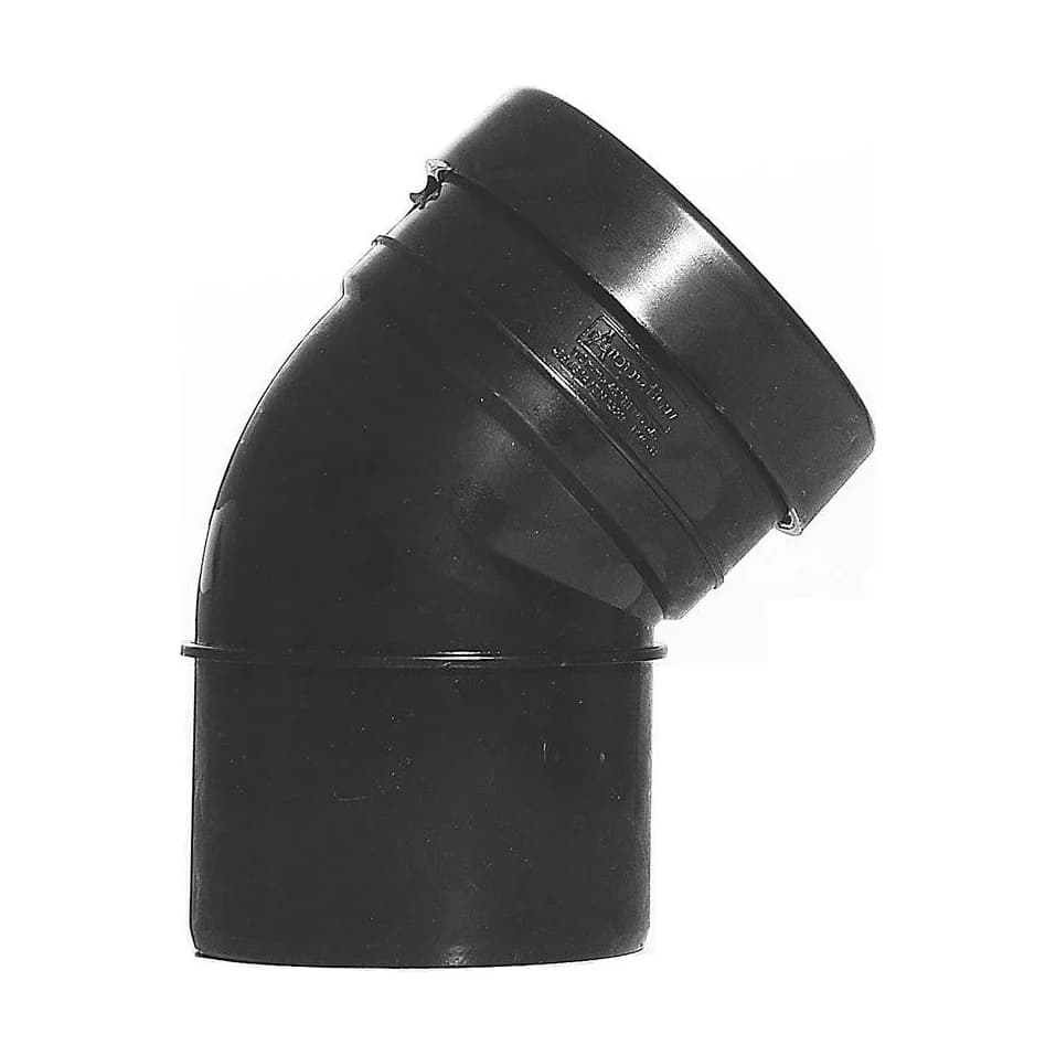 Aquaflow 110mm Push Fit Soil 45 Bend Single Socket/Spigot Black