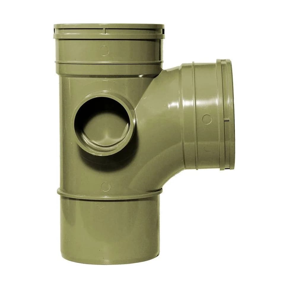 Aquaflow 110mm Solvent Soil 92 Branch Double Socket/Spigot Olive Grey 50mm Boss