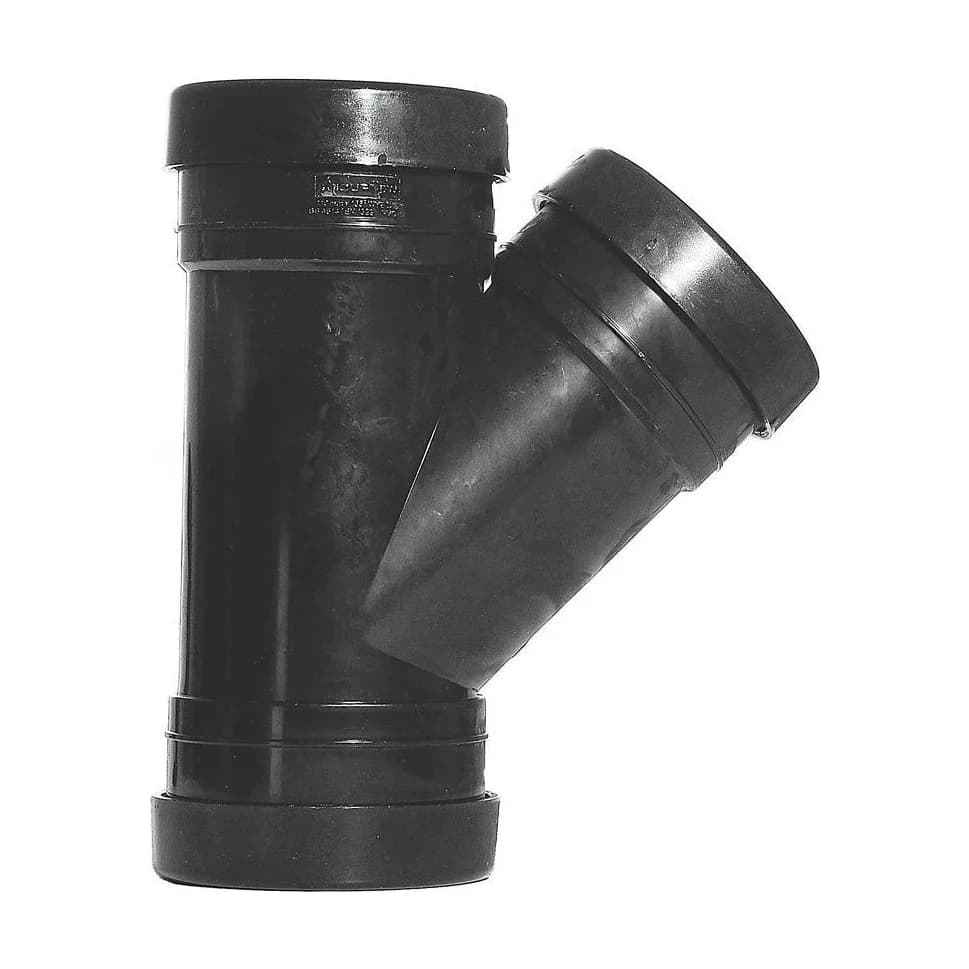 Aquaflow 110mm Push Fit Soil Branch 135 Triple Socket Black