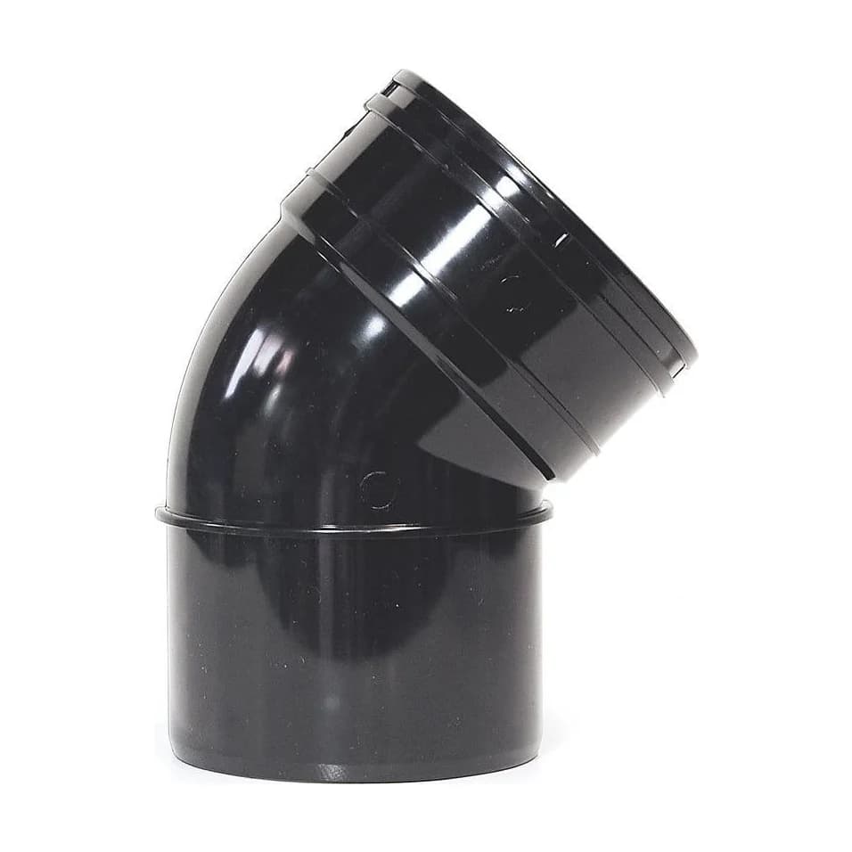 Aquaflow 110mm Solvent Soil Bend 45 Single Socket/Spigot Black