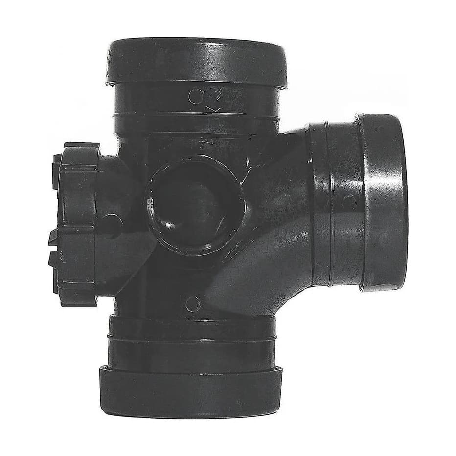 Pushfit 110mm Tee Triple Socket Access 50mm Bosses (Black & Grey)