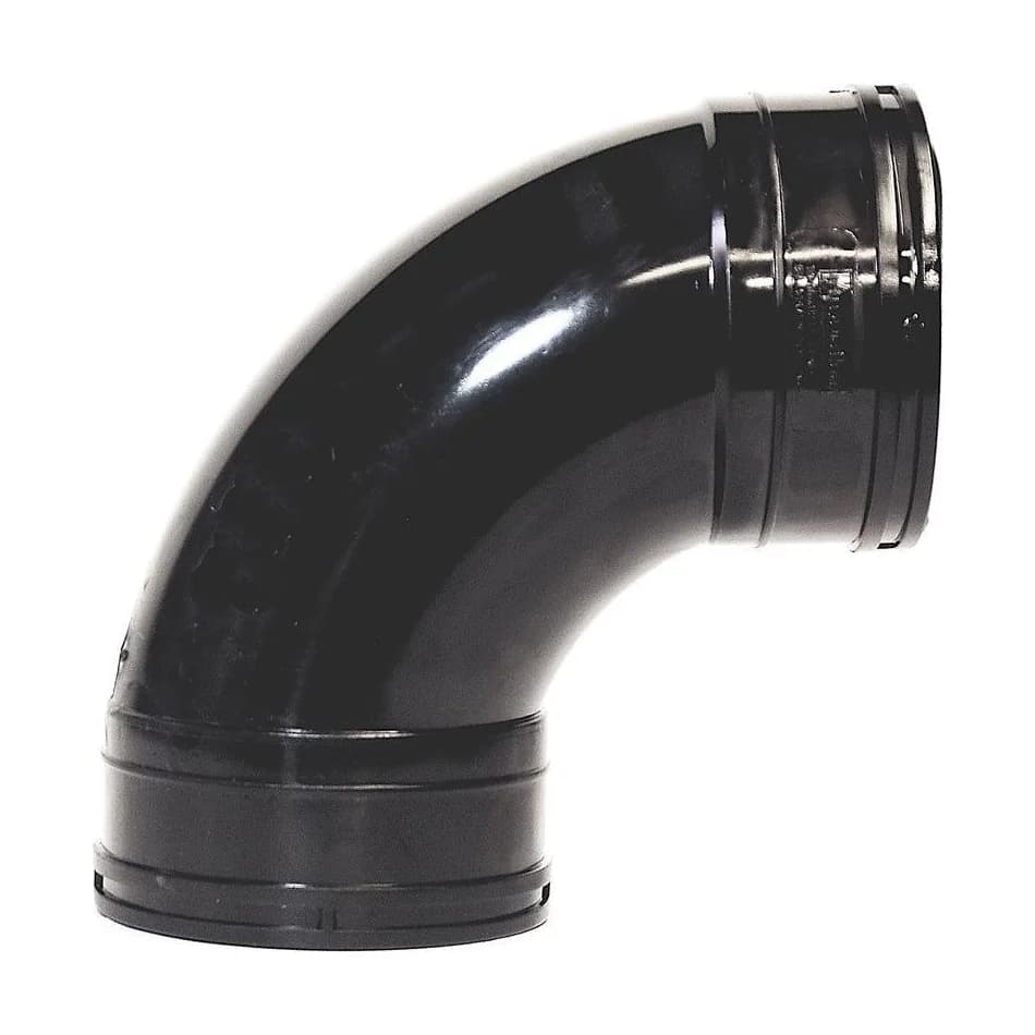 Aquaflow 110mm Solvent Soil Swept Bend 92 Double Socket Black