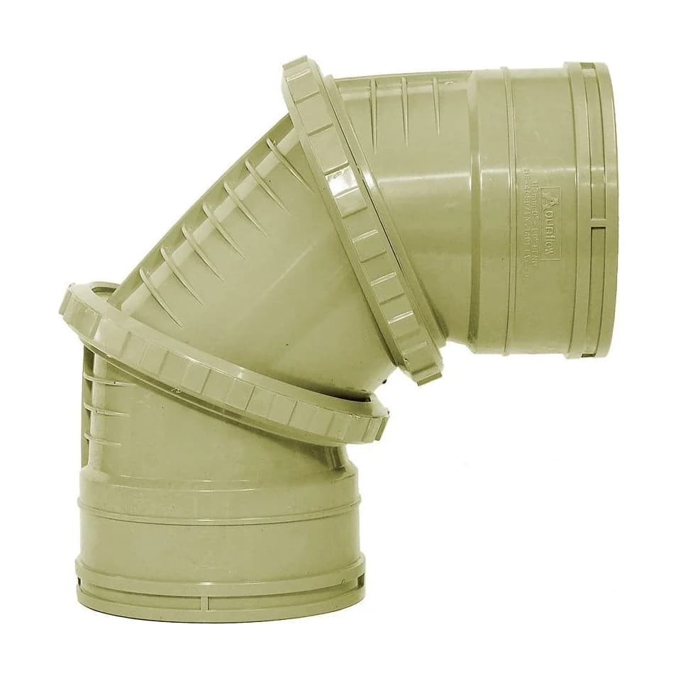 Aquaflow 110mm Solvent Soil Adjustable bend 0 - 90 Double Socket Olive Grey