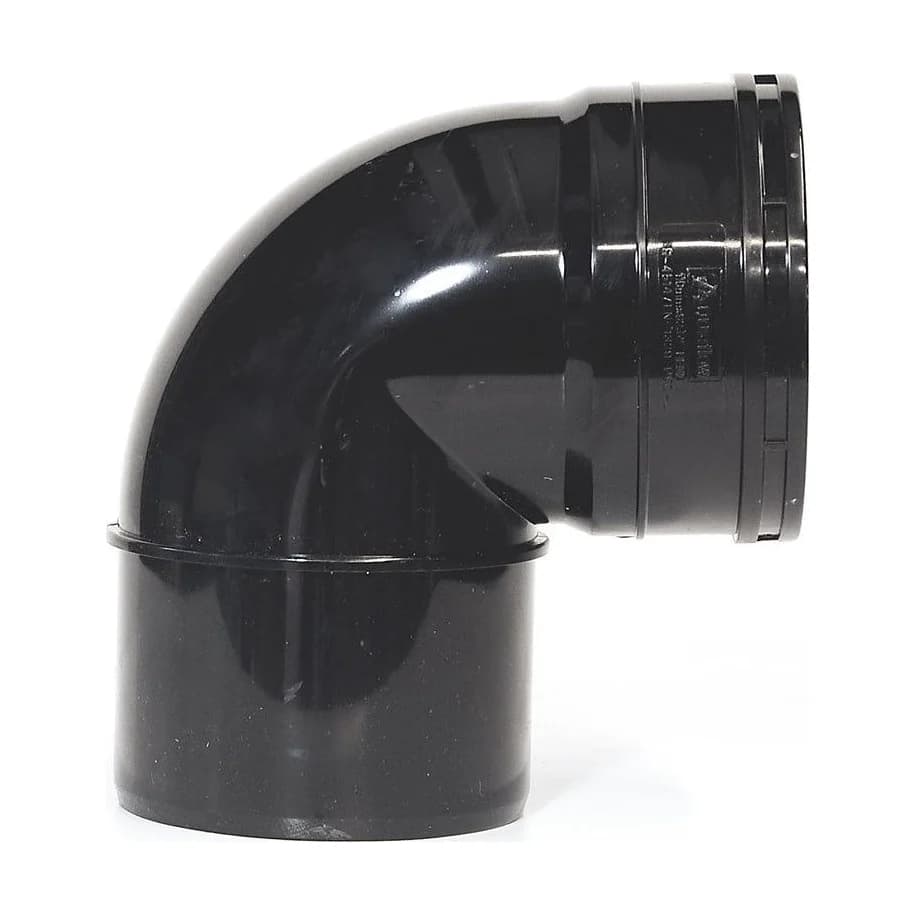 Aquaflow 110mm Solvent Soil Knuckle Bend 90 Single Socket/Spigot Black