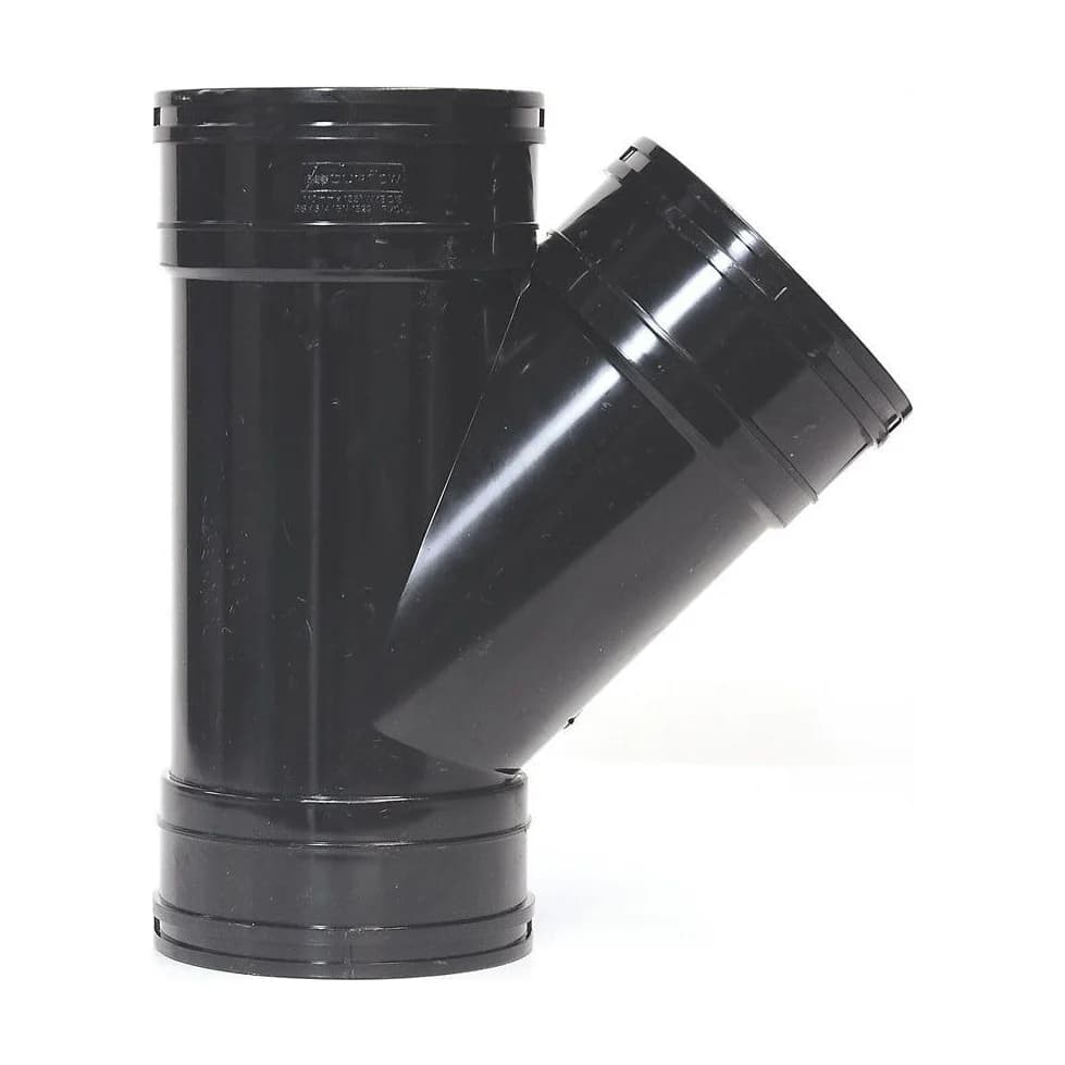 Aquaflow 110mm Solvent Soil Branch 45 Triple Socket Black