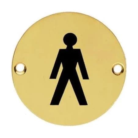 Sign Round Male Brass 75mm PP