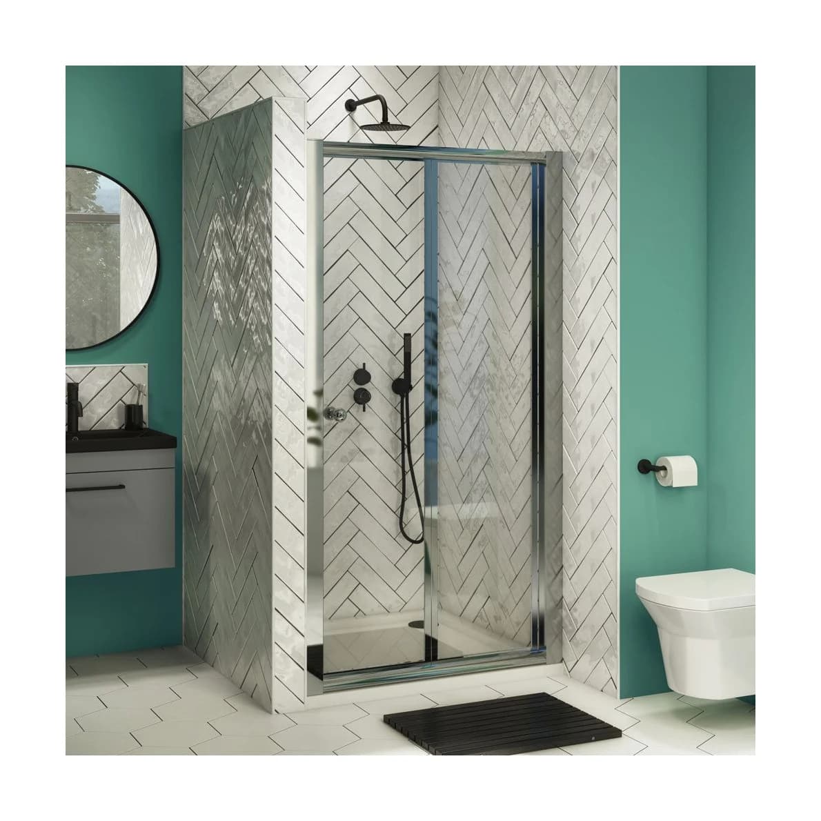 (Width) x 1850mm(Height) Bifold Shower Door Enclosure Cubicle (Chrome)