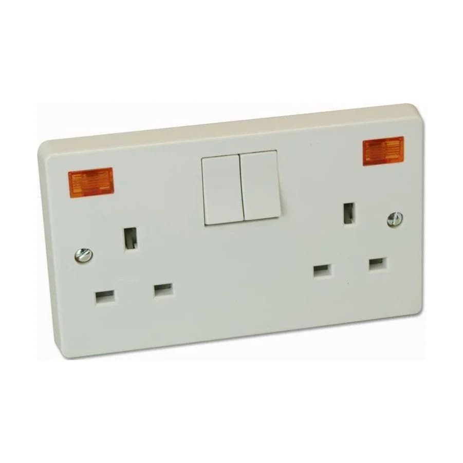 2 Gang Double Pole Switched Curvex Socket