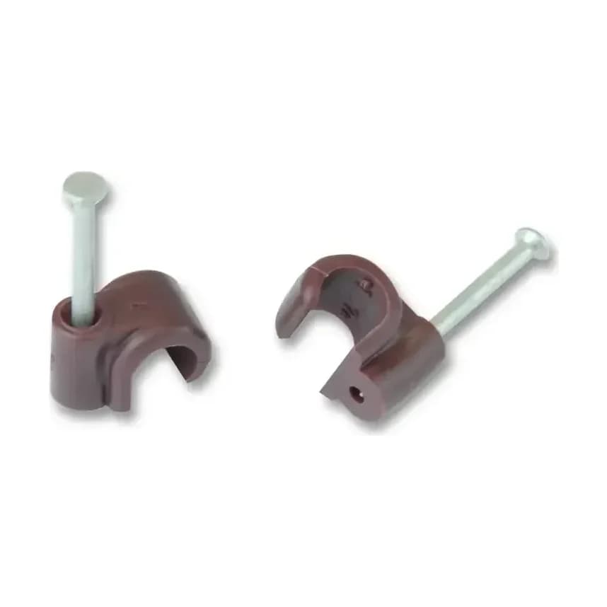 UNIFIX Round Cable Clips, 7mm, Brown, Pack of 100