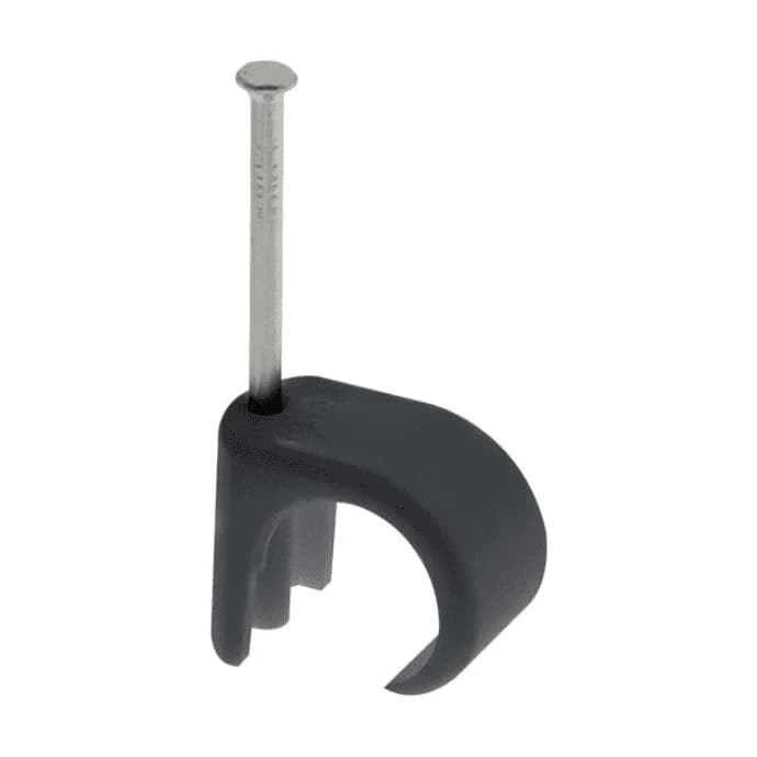 14mm Round Cable Clips Black