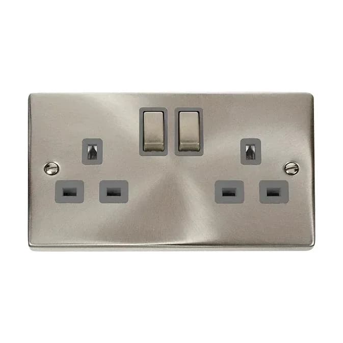 Satin Chrome 13a Switched Socket