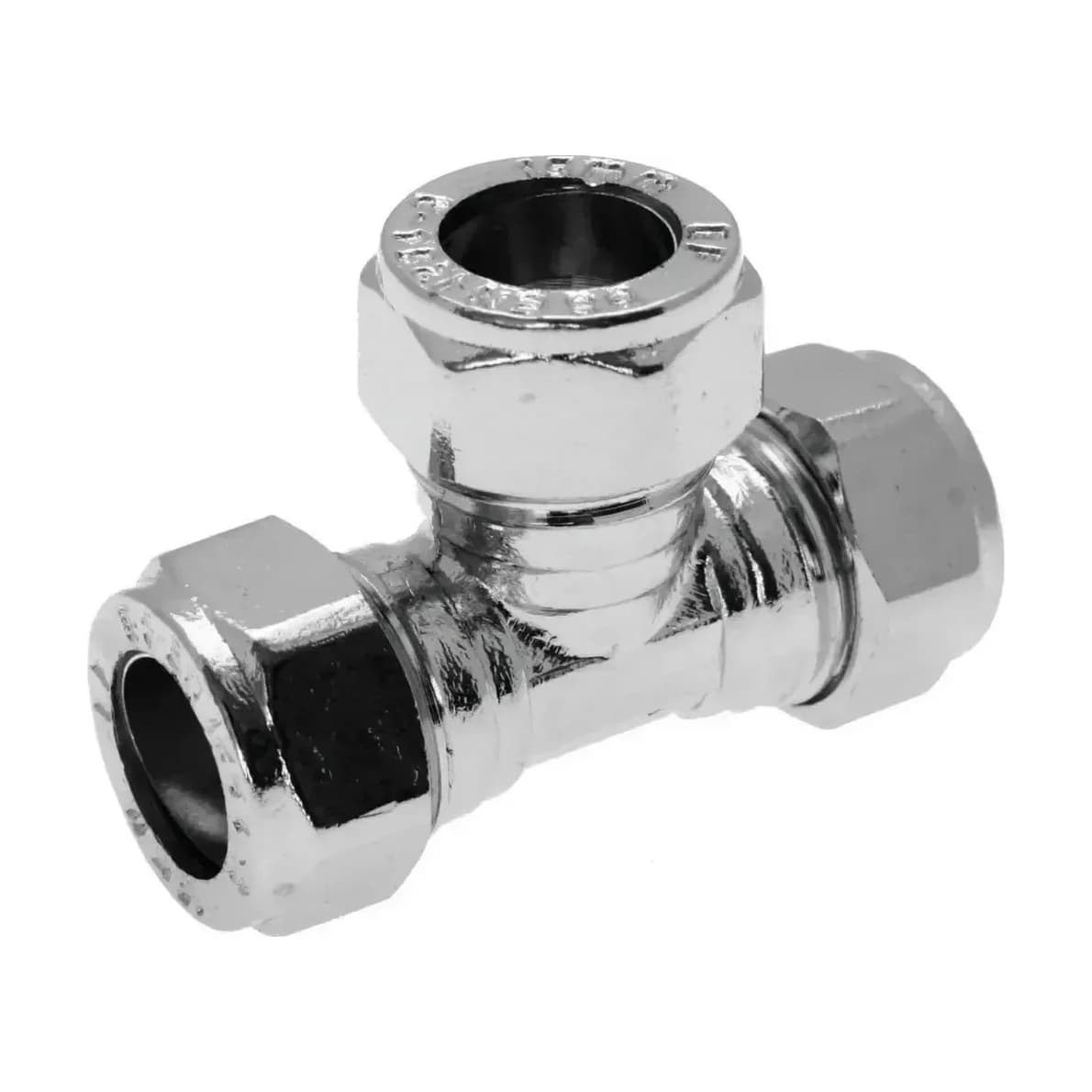 22mm x 215mm x 22mm Compression Tee - Chrome 22mm x 215mm x 22mm Compression Tee - Chrome
