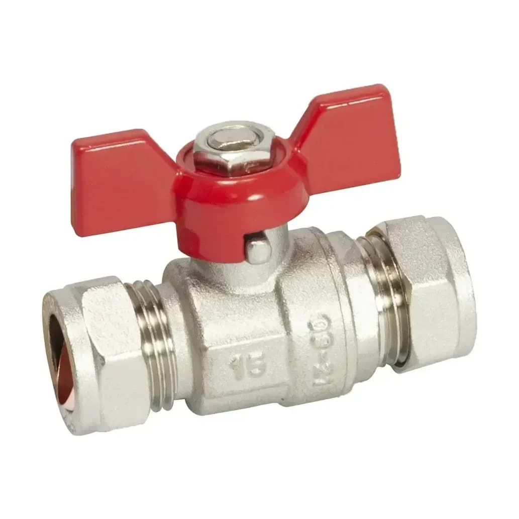 15mm Lever Ball Valve - Red Butterfly Handle